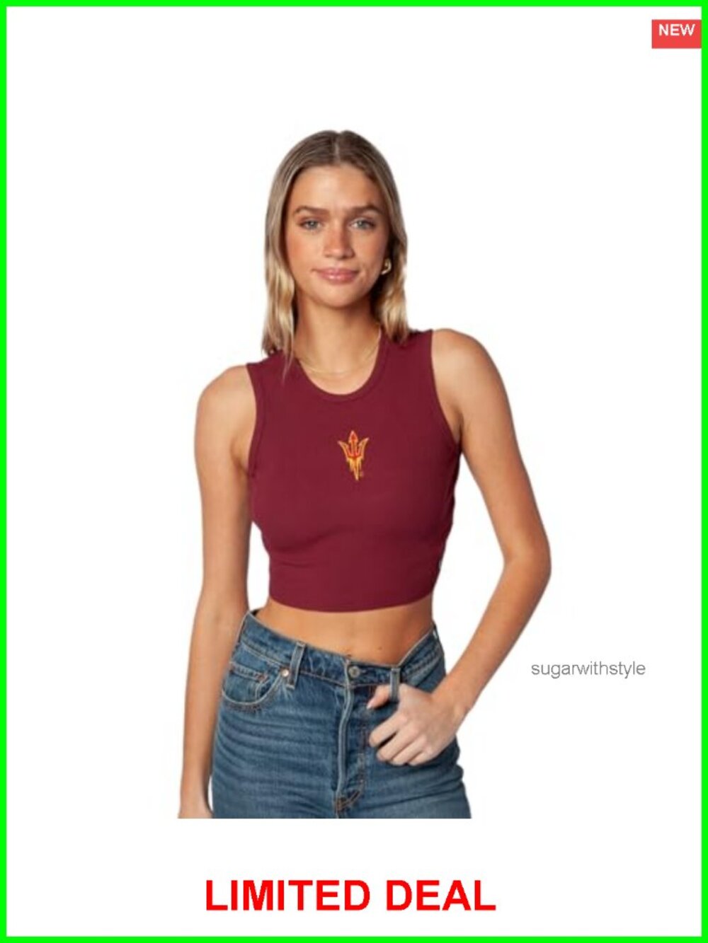Cropped Ribbed Cut-Off Tank Game Day College Shirt